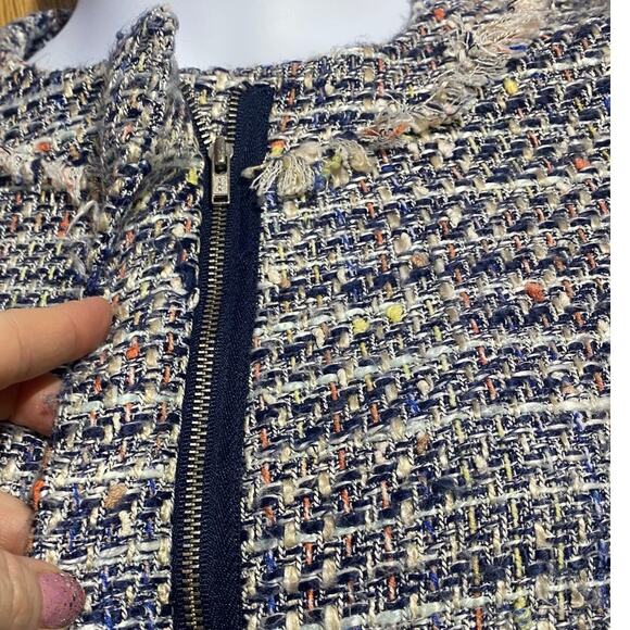J.Crew multicolored zip front tinsel tweed cropped blazer with fringe - size 6 - Picture 6 of 9